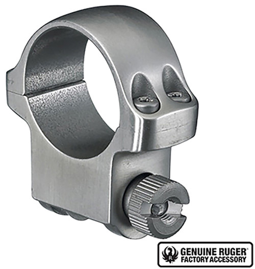 Ruger 4K Scope Ring, Medium, Silver, 1" Tube, Accepts up to 42mm, Steel