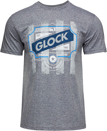 Glock Blue Line T-Shirt, Gray, 3XL, Ringspun Cotton/Polyester