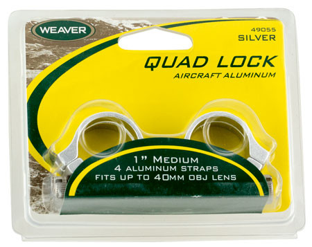 Weaver Quad Lock Detachable Rings, Silver, Medium, 1" Tube, 2-Piece