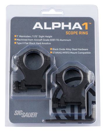 Sig Sauer Alpha 1 Scope Ring Set, 1", Matte, SOA10022