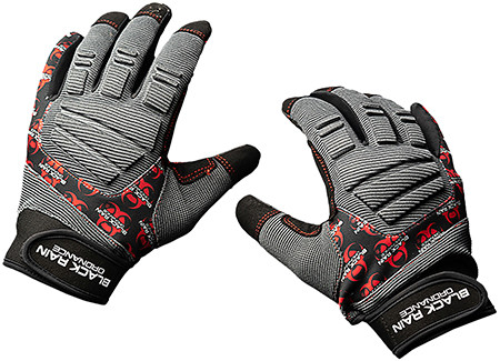 Black Rain Tactical Gloves, XL, Silicone Grip Palm, Black/Gray/Red