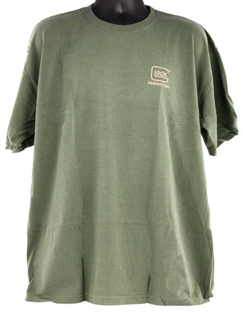 Glock Perfection T-Shirt, Small, Short Sleeve, Green, Cotton
