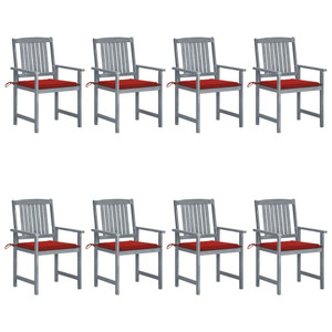 Patio Chairs with Cushions 8 pcs Solid Acacia Wood Gray A949-3078228