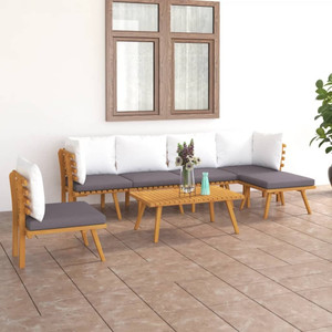 7 Piece Patio Lounge Set with Cushions Solid Acacia Wood A949-3087006