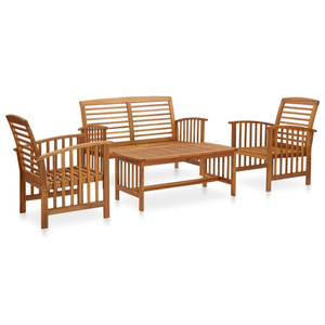 4 Piece Patio Lounge Set Solid Acacia Wood A949-3057971