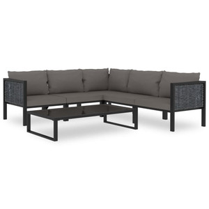 6 Piece Patio Lounge Set with Cushions Poly Rattan Anthracite A949-49409