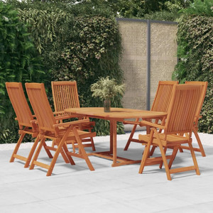 7 Piece Patio Dining Set Solid Wood Eucalyptus A949-3087337