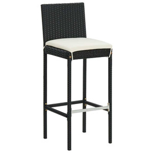 5 Piece Patio Bar Set Black Solid Wood Acacia and Poly Rattan A949-3295278