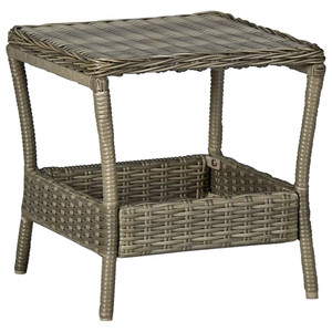 Patio Table Brown 7.7"x17.7"x18.3" Poly Rattan A949-313308