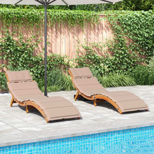 Sun Loungers with Cushions 2 pcs Taupe Solid Wood Acacia A949-3214836