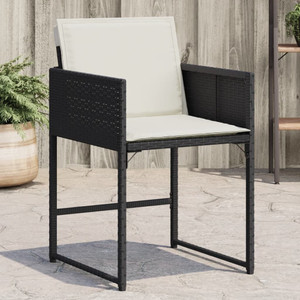 Patio Chairs with Cushions 4 pcs Black Poly Rattan A949-4007475