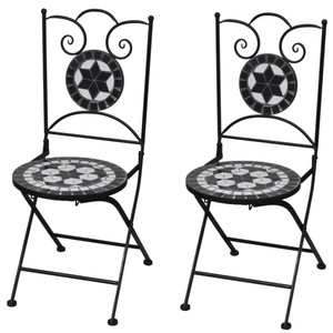 Folding Bistro Chairs 2 pcs Ceramic Black and White A949-41533
