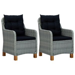Patio Chairs with Cushions 2 pcs Poly Rattan Light Gray A949-313318
