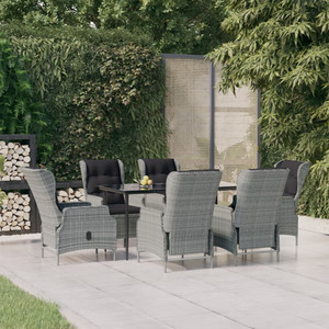 7 Piece Patio Dining Set Light Gray Poly Rattan A949-3156807