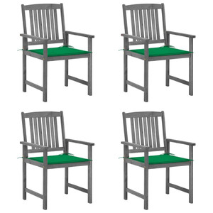 Patio Chairs with Cushions 4 pcs Gray Solid Acacia Wood A949-3061232