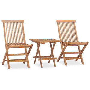 3 Piece Folding Patio Dining Set Solid Teak Wood A949-315455