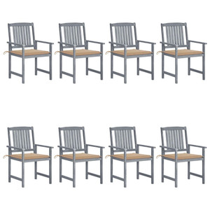 Patio Chairs with Cushions 8 pcs Solid Acacia Wood Gray A949-3078225
