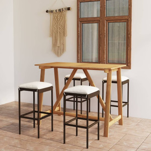 5 Piece Patio Bar Set with Cushions Brown A949-3067962