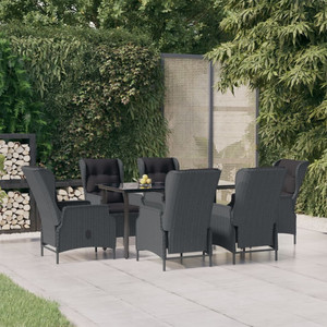  7 Piece Patio Dining Set Dark Gray Poly Rattan A949-3156791