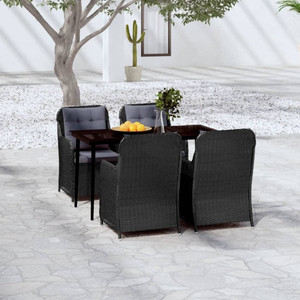  5 Piece Patio Dining Set Black A949-3099573