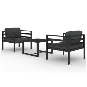  3 Piece Patio Lounge Set with Cushions Aluminum Anthracite A949-3107780