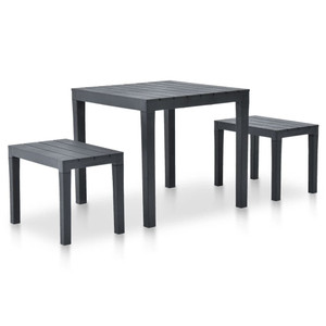  Patio Table with 2 Benches Plastic Anthracite A949-48778