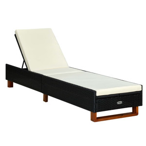  Sunbed with Cushion Poly Rattan Black A949-310472