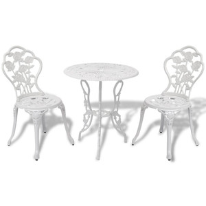  3 Piece Bistro Set Cast Aluminum White A949-42165