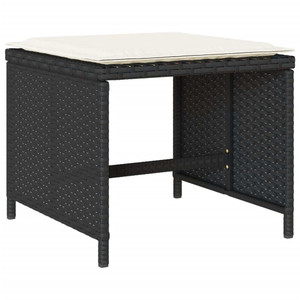  17 Piece Patio Dining Set with Cushions Black Poly Rattan A949-3278129