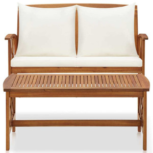 2 Piece Patio Lounge Set with Cushions Solid Acacia Wood A949-310273