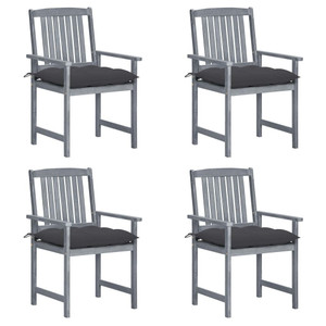  Patio Chairs with Cushions 4 pcs Gray Solid Acacia Wood A949-3061252