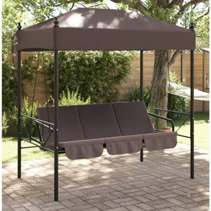  Patio Swing Bench with Canopy Coffee BrownSteel A949-4008900