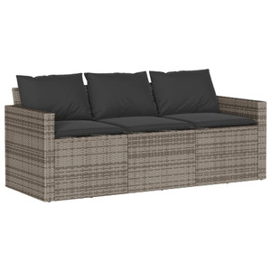  2 Piece Patio Dining Set with Cushions Gray Poly Rattan A949-366337