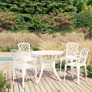  5 Piece Bistro Set Cast Aluminum White A949-3070612