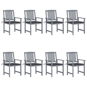  Patio Chairs with Cushions 8 pcs Solid Acacia Wood Gray A949-3078222