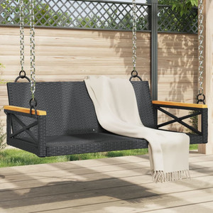  Swing Bench Black 42.9"x24.4"x15.7" Poly Rattan A949-368152