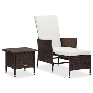  2 Piece Patio Lounge Set with Cushions Poly Rattan Brown A949-310232