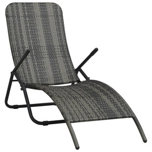  Folding Sun Lounger Poly Rattan Gray A949-48128