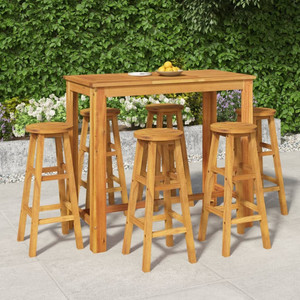  7 Piece Patio Bar Set Solid Wood Acacia A949-3154395