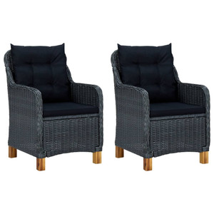  Patio Chairs with Cushions 2 pcs Poly Rattan Dark Gray A949-313316