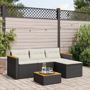  3 Piece Patio Sofa Set with Cushions Black Poly Rattan A949-365826