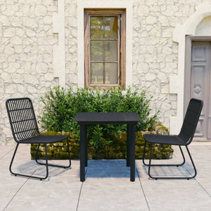 3 Piece Patio Dining Set Poly Rattan and Glass A949-3060249