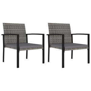  Patio Dining Chairs 2 pcs Poly Rattan Gray A949-315112