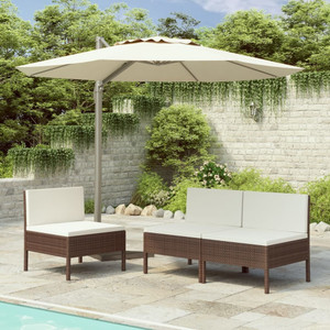  Patio Chairs 3 pcs with Cushions Poly Rattan Brown A949-310189