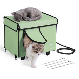 Elevated Heated Cat House, Cuboid Kitty Shelter with Adjustable Temperature and Timer, 900D Oxford  E415-ZFTSBYMBHSNJ9G53EV1