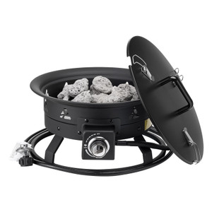 Propane Fire Pit, 19-Inch Diameter Outdoor Portable Gas Fire Pit with Cover & Lava Rocks, Adjustabl E415-BXSRQHK19YCBA36R1V0