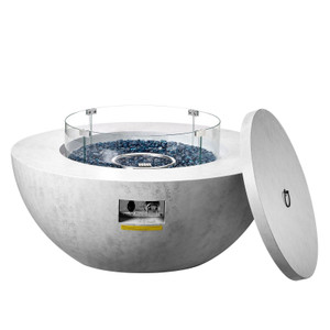 Propane Fire Pit, Outdoor Concrete Gas Fire Pit, 39 in Tabletop with Lava Rocks, Lid,Rain Cover,Adj E415-FSNRQHK42YCY8GDSKV9