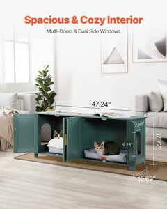 Cat Litter Box Enclosure for Multi Cats, 47.2 in Hidden Litter Box Cabinet with 4 Rattan Doors & 2  E415-JSDMMSPWQ472W1G51002V0