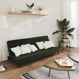  2-Seater Sofa Bed Dark Green Velvet A949-375734