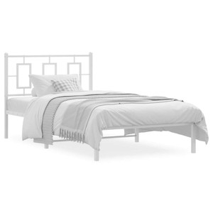  Metal Bed Frame without Mattress with Headboard White 39.4"x78.7 A949-374285